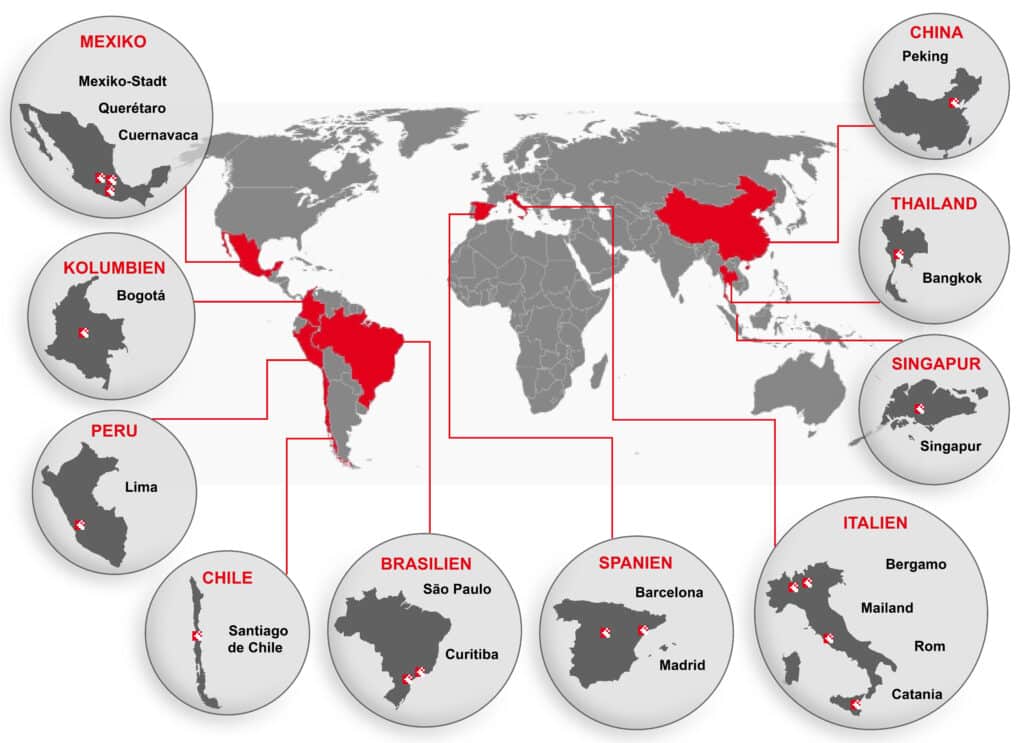Carte du monde avec les écoles suisses à l'étranger en un coup d'œil